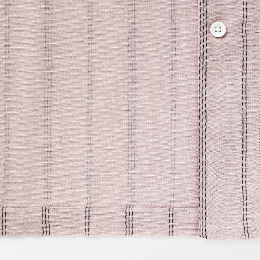 W's Side Seamless double gauze pajamas(L/S)D Navy Check XS