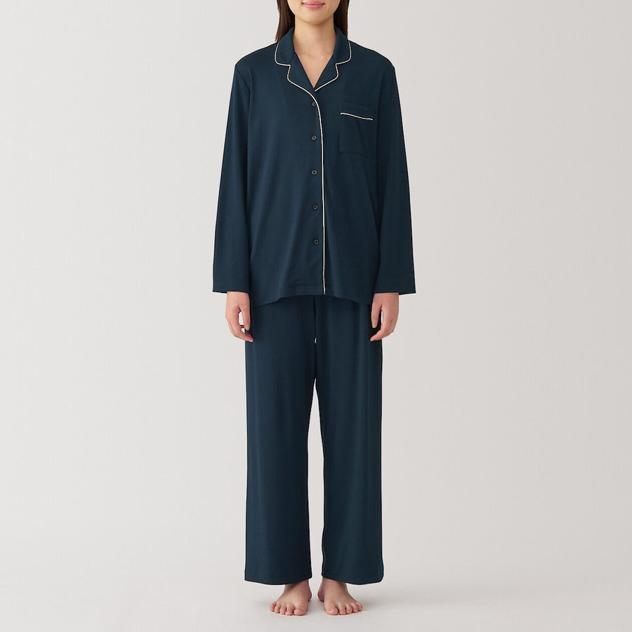 W's Side Seamless Rayon cotton cut sew LS pajamasIvoryXS