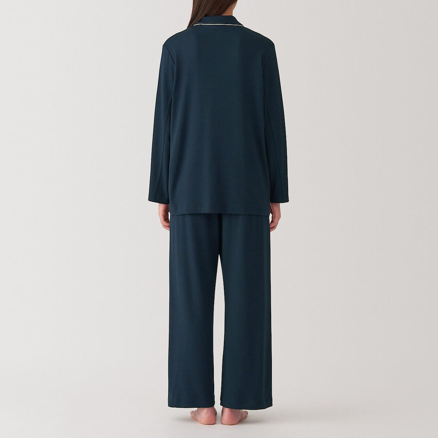 W's Side Seamless Rayon cotton cut sew LS pajamasIvoryXS