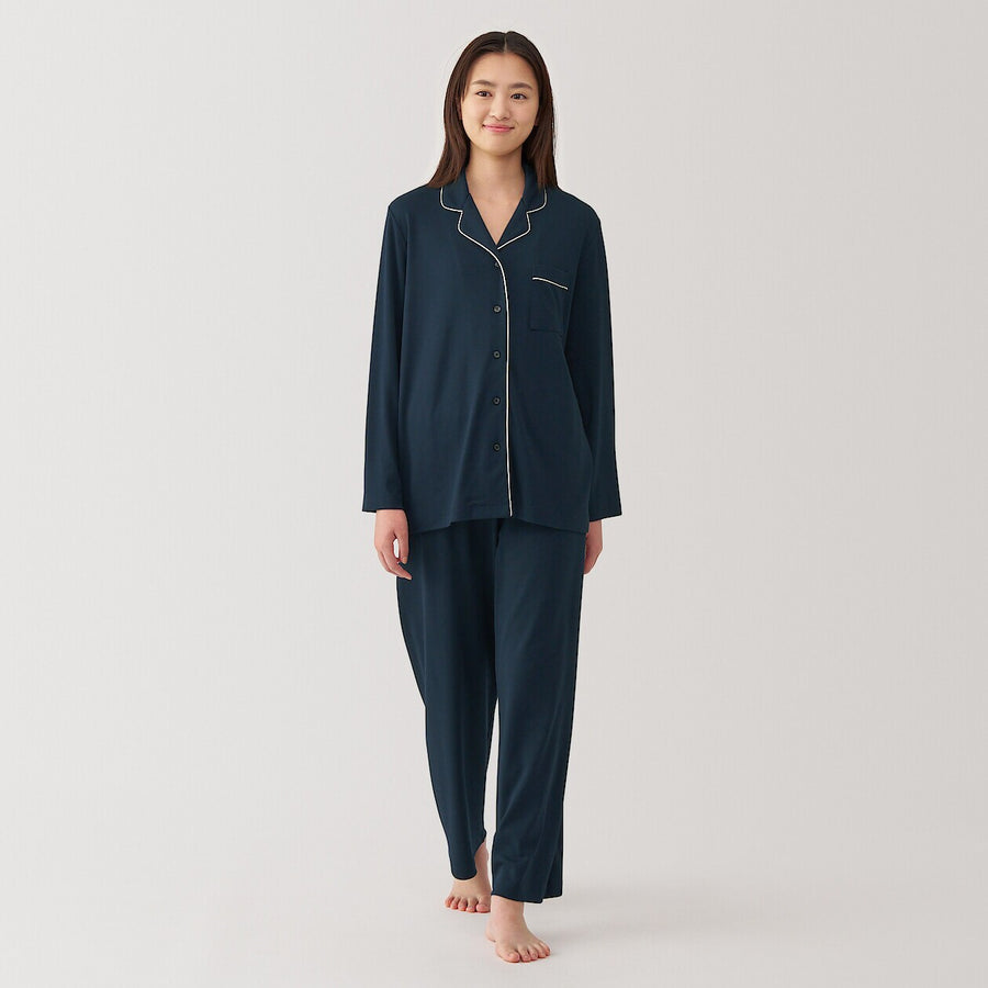 W's Side Seamless Rayon cotton cut sew LS pajamasIvoryXS