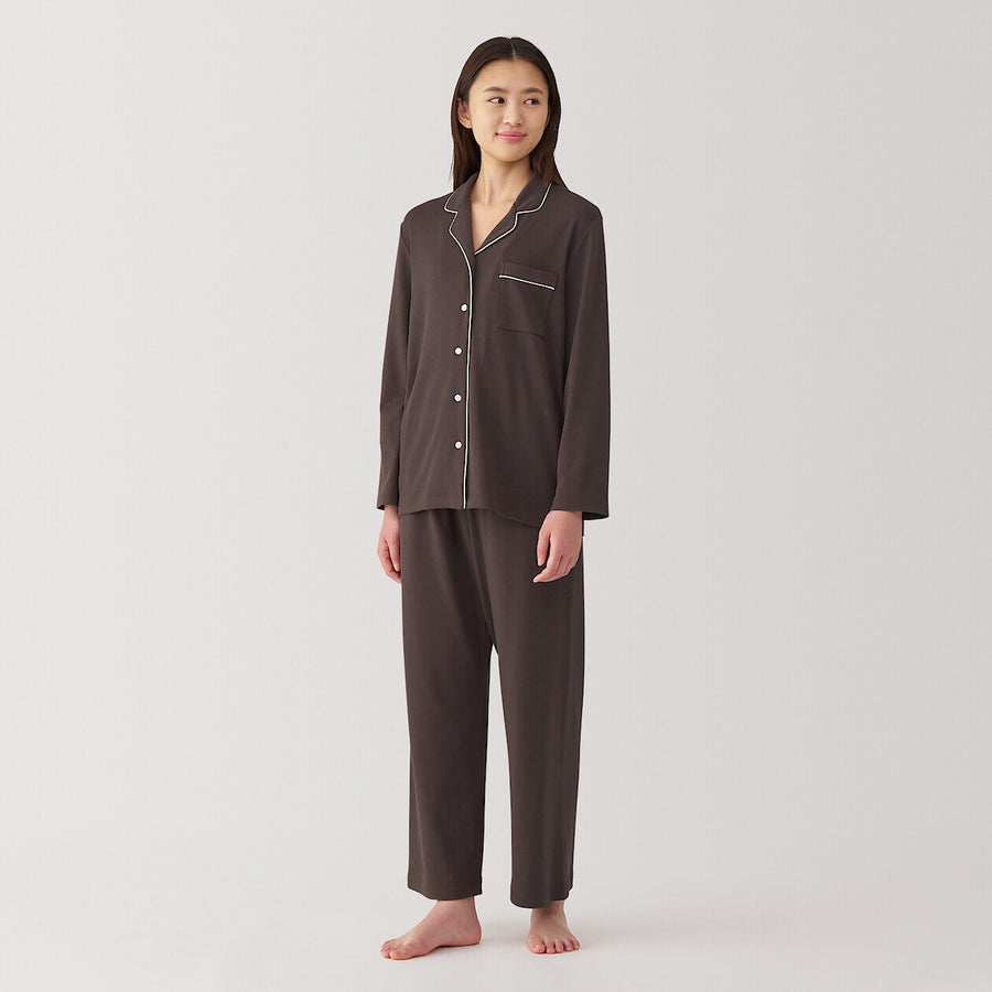 W's Side Seamless Rayon cotton cut sew LS pajamasIvoryXS