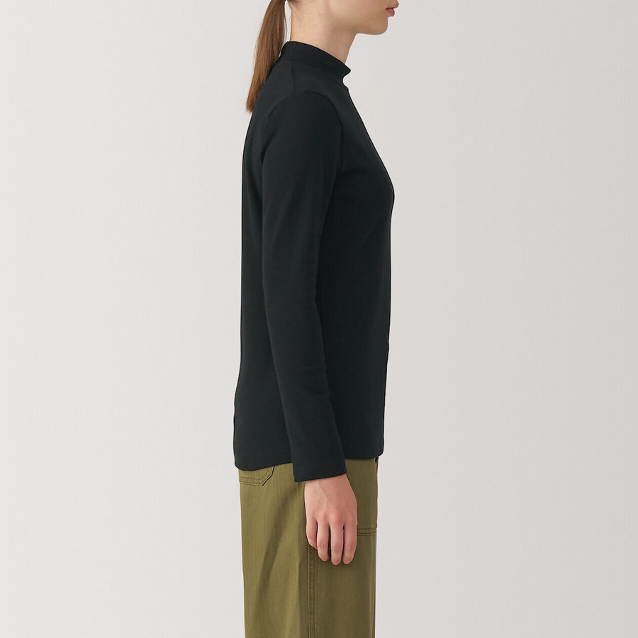 W's Brushed ribbed High neck L/S T-shirtBlackXS