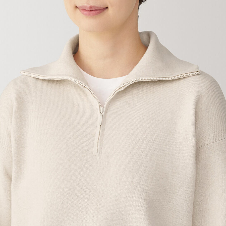 W's Washable milano rib Half zip Sweater Off whiteXS