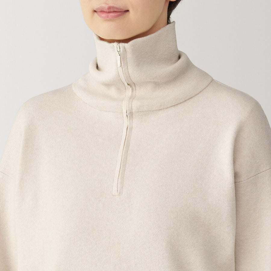 W's Washable milano rib Half zip Sweater Off whiteXS