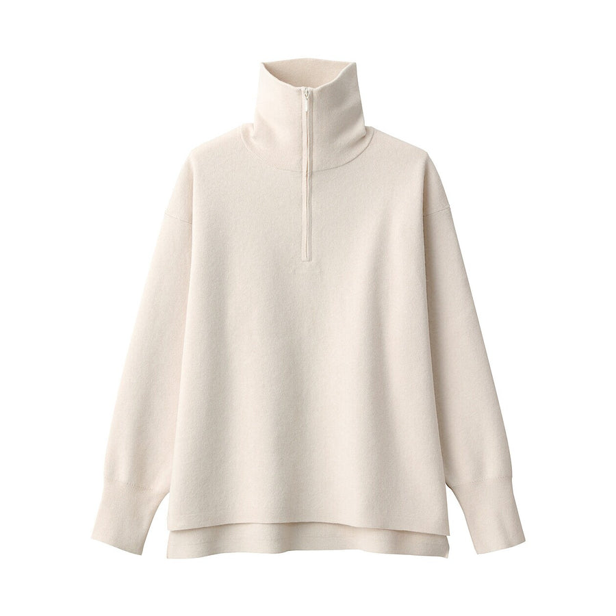 W's Washable milano rib Half zip Sweater Off whiteXS