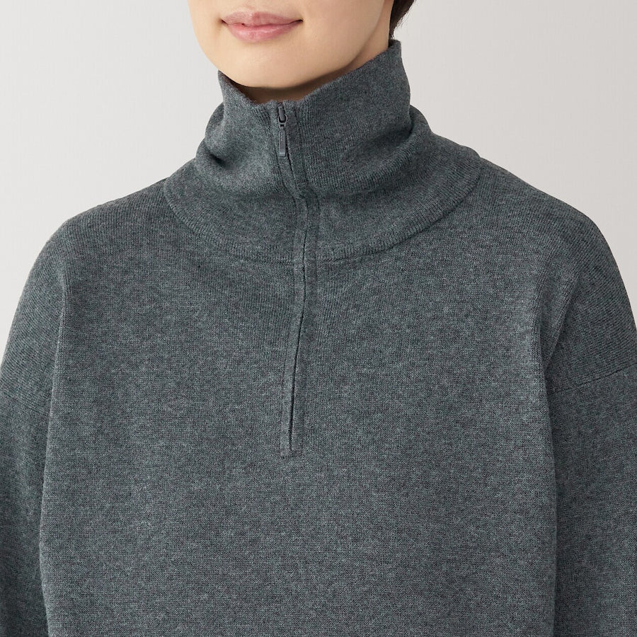 W's Washable milano rib Half zip Sweater Off whiteXS