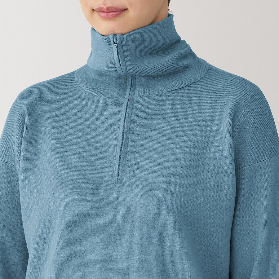 W's Washable milano rib Half zip Sweater Off whiteXS