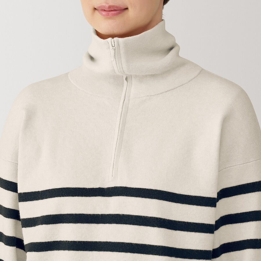 W's Washable milano rib Half zip Sweater Off whiteXS