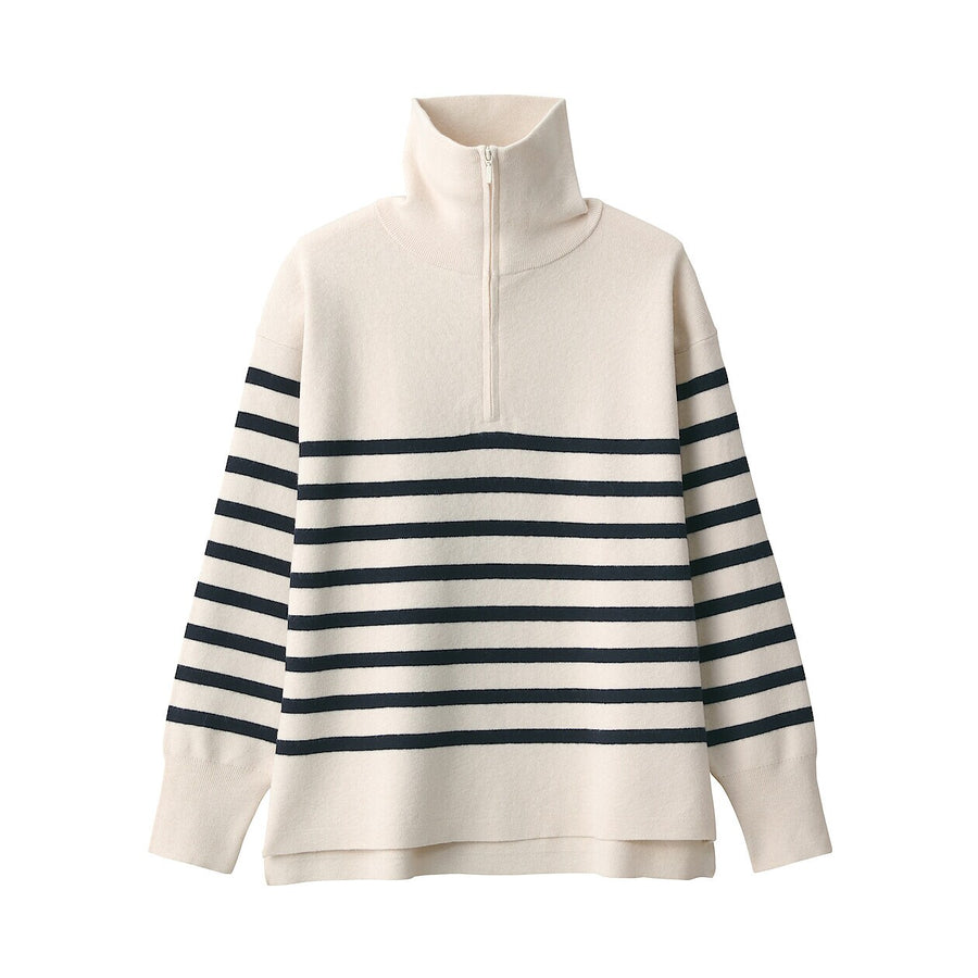 W's Washable milano rib Half zip Sweater Off whiteXS