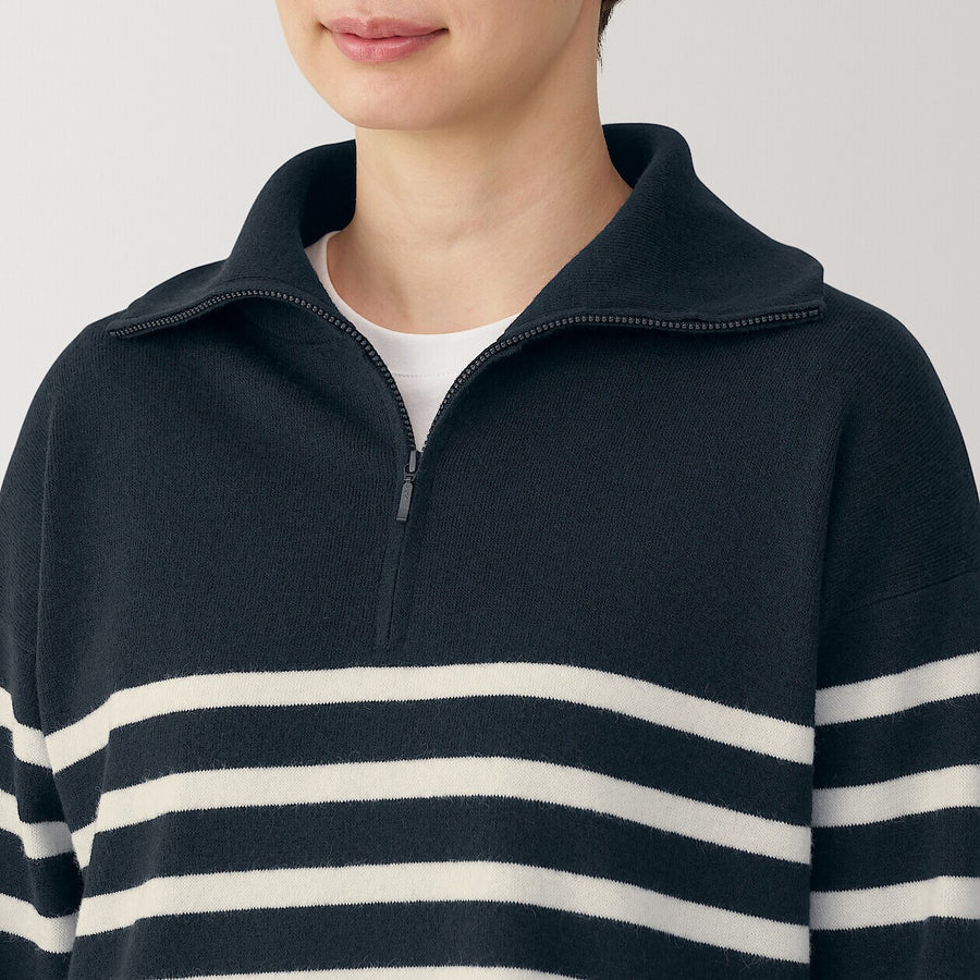 W's Washable milano rib Half zip Sweater Off whiteXS