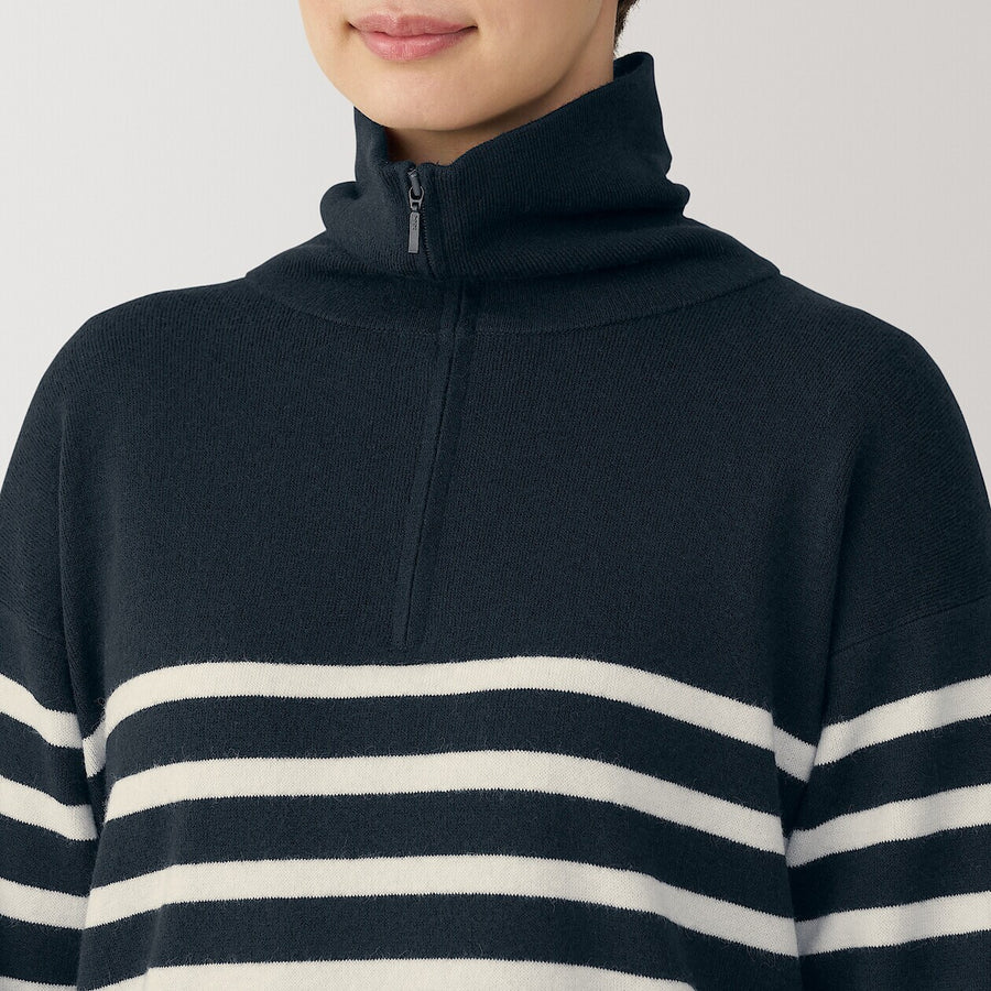 W's Washable milano rib Half zip Sweater Off whiteXS