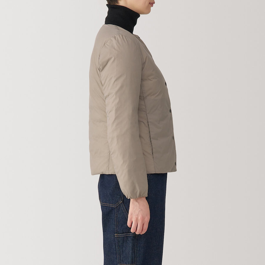 Lightweight Pocketable Down Collarless Jacket