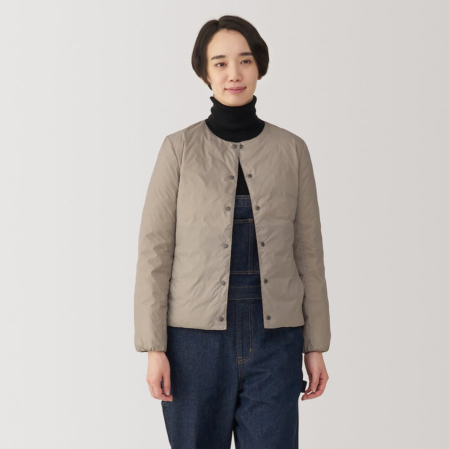 Lightweight Pocketable Down Collarless Jacket