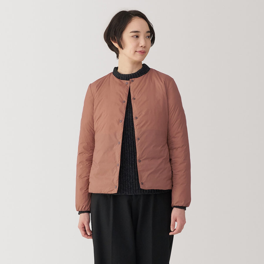 Lightweight Pocketable Down Collarless Jacket