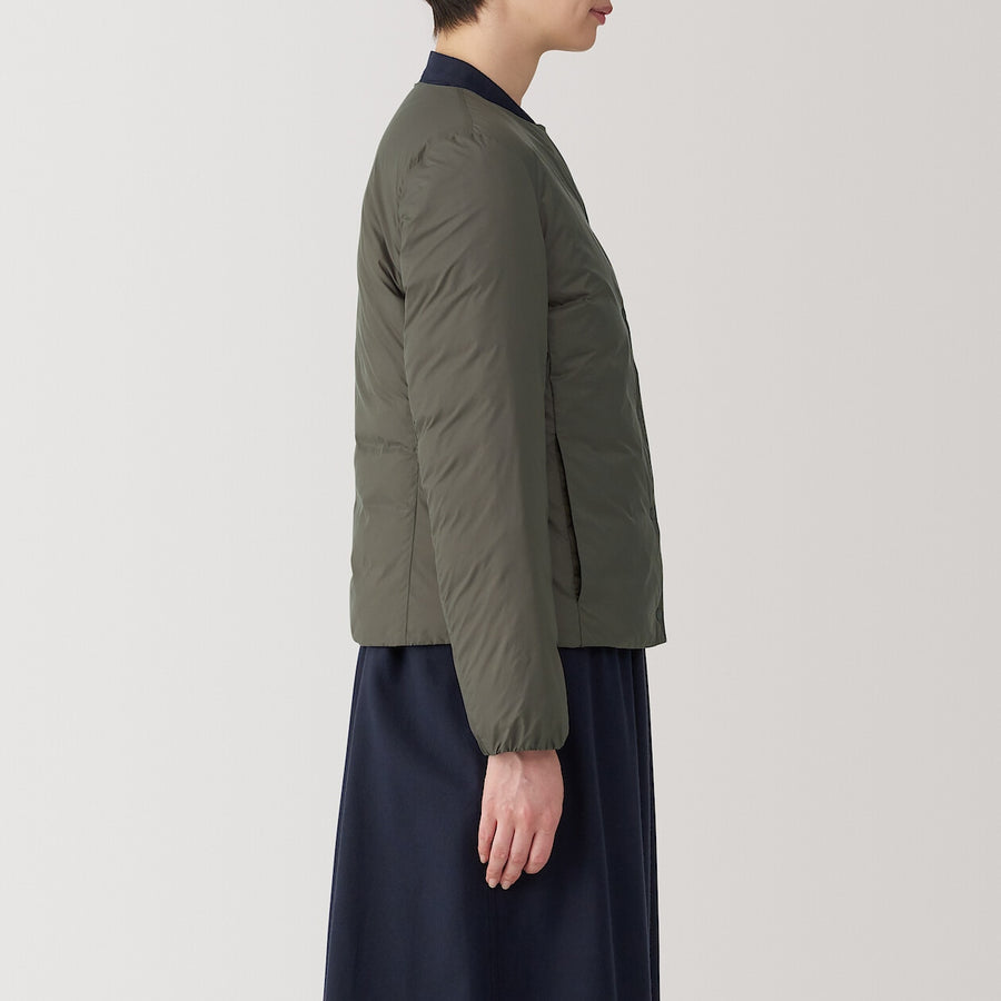 Lightweight Pocketable Down Collarless Jacket