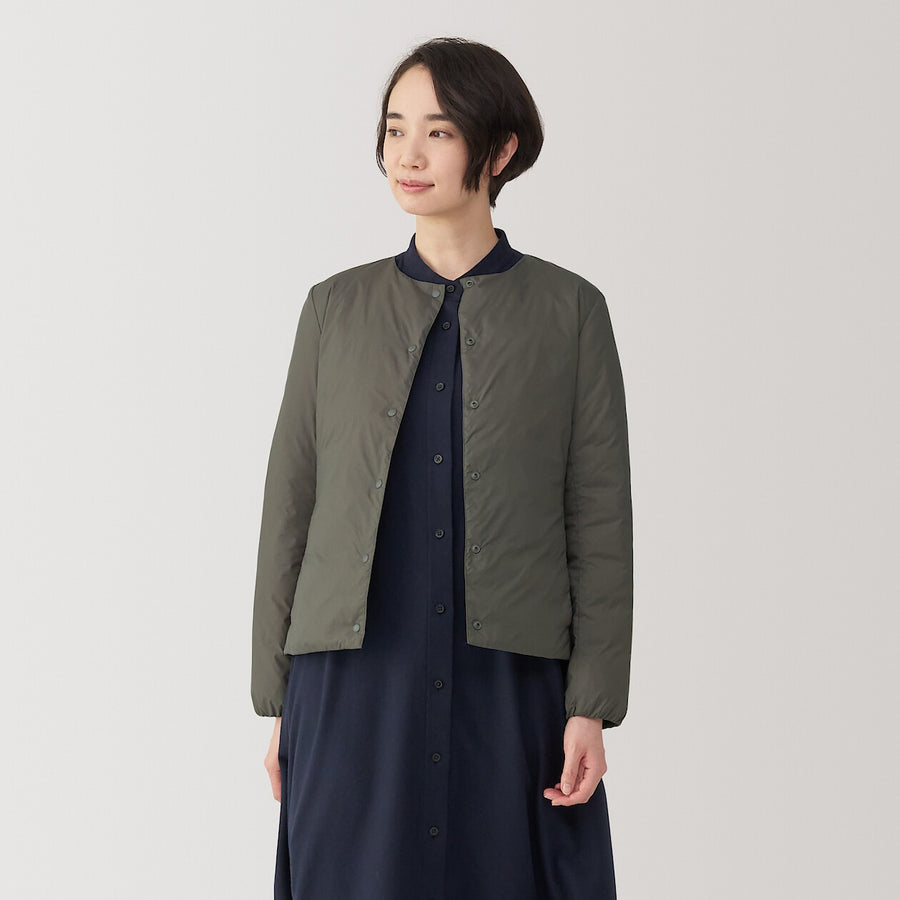 Lightweight Pocketable Down Collarless Jacket