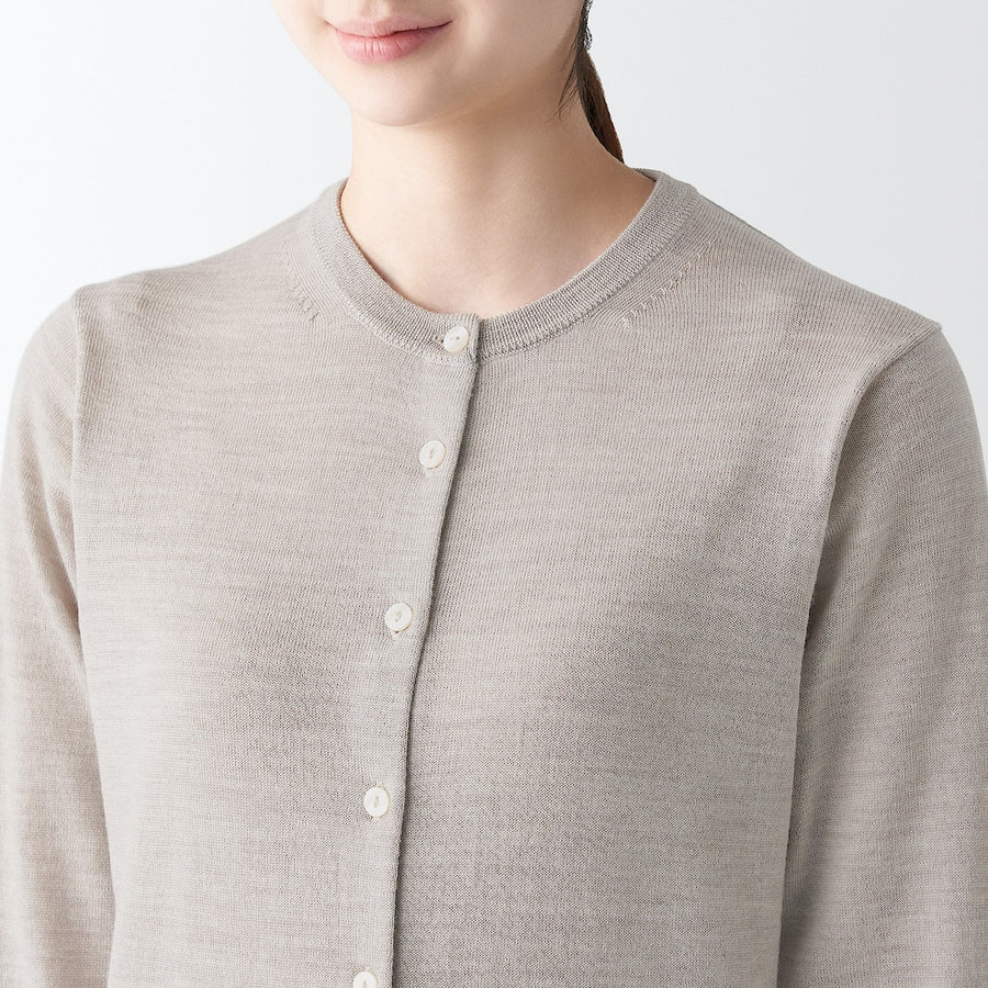 Women's Washable high-gauge Crew neck cardiganDark greyXS