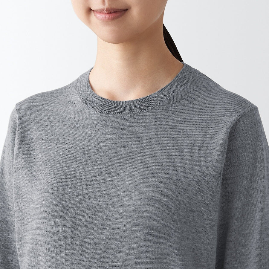 Women's Washable high-gauge Crew neck sweaterGreyXS