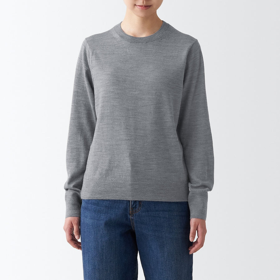 Women's Washable high-gauge Crew neck sweaterGreyXS