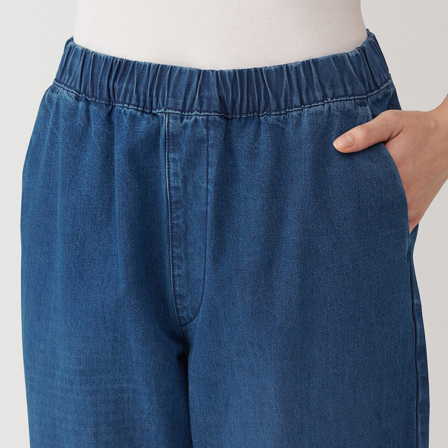 W's Washed denim Easy tapered pants BlueXS