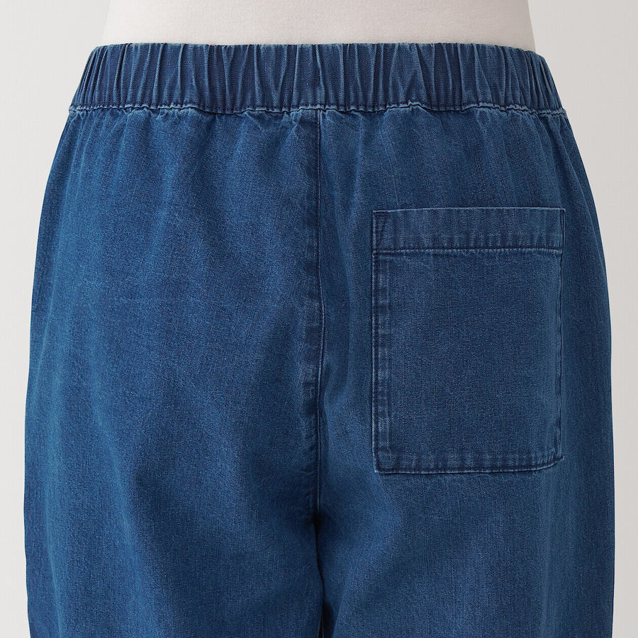 W's Washed denim Easy tapered pants BlueXS