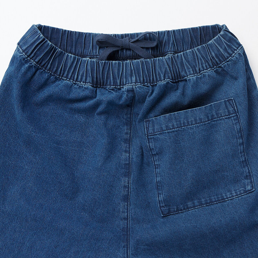 W's Washed denim Easy tapered pants BlueXS