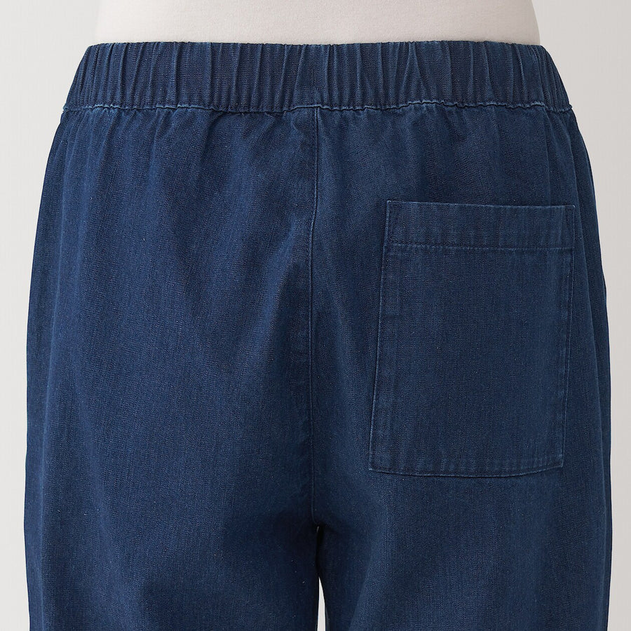 W's Washed denim Easy tapered pants BlueXS