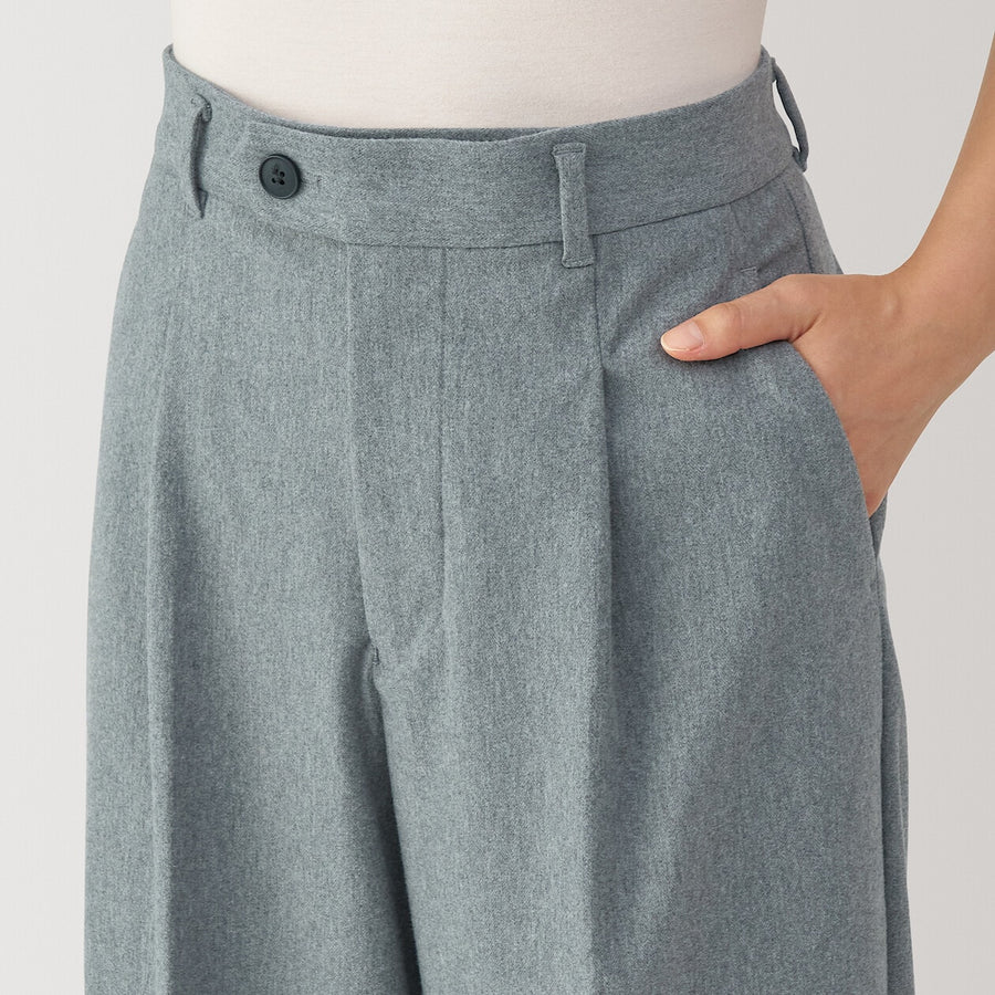 Women's Stretch brushed cloth Tucked wide pantsGreyXS