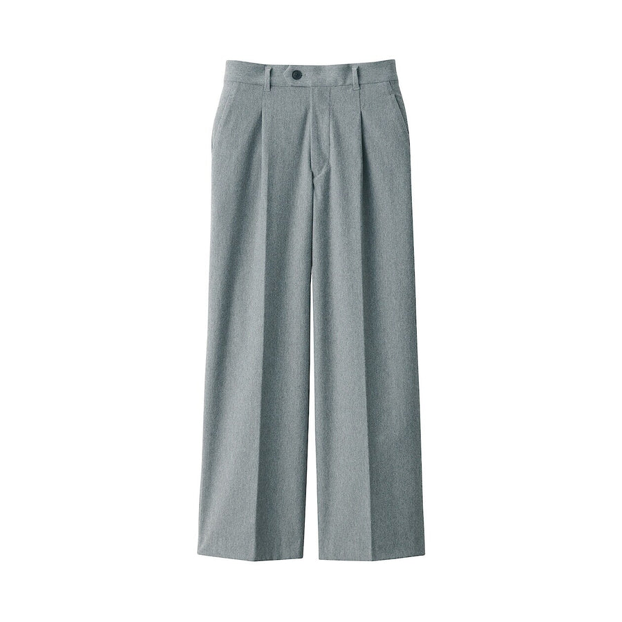 Women's Stretch brushed cloth Tucked wide pantsGreyXS