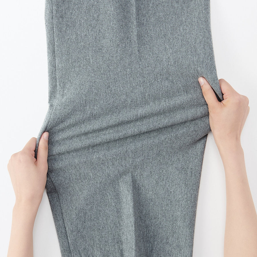 Women's Stretch brushed cloth Tucked wide pantsGreyXS