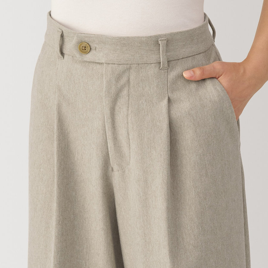 Women's Stretch brushed cloth Tucked wide pantsGreyXS