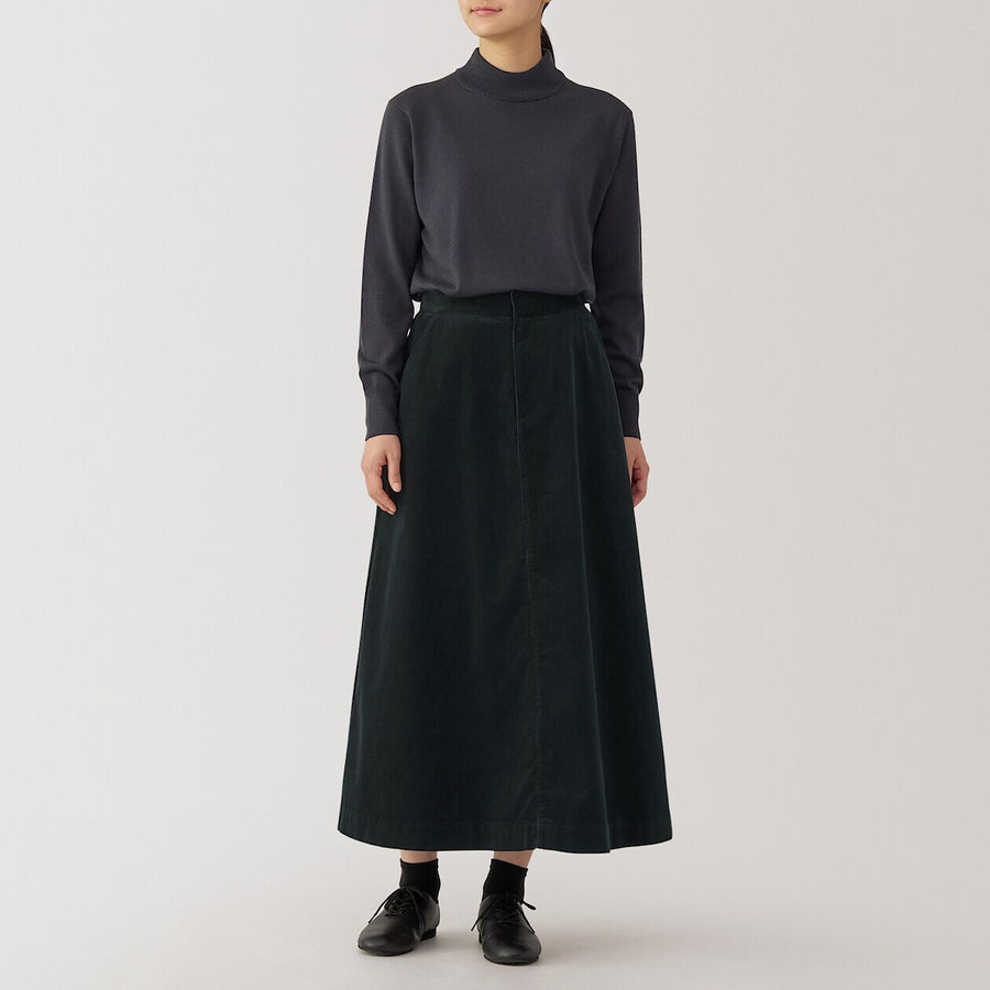 Women's Kapok blend Corduroy flare skirt BlackXS