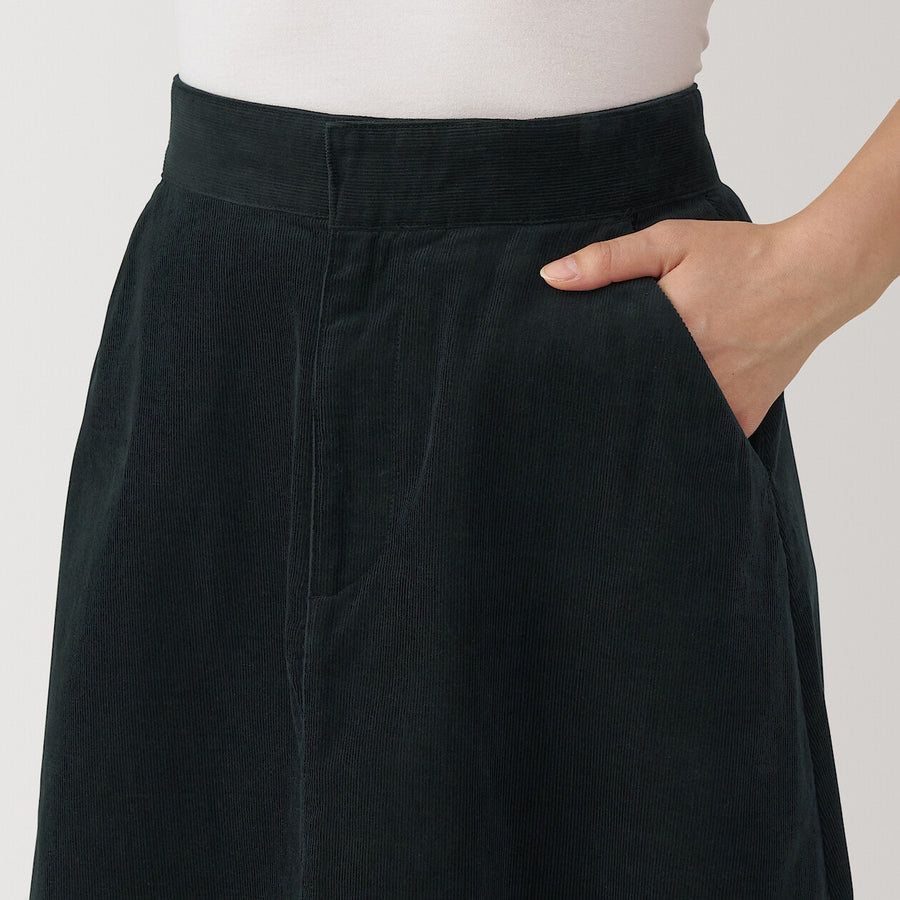 Women's Kapok blend Corduroy flare skirt BlackXS