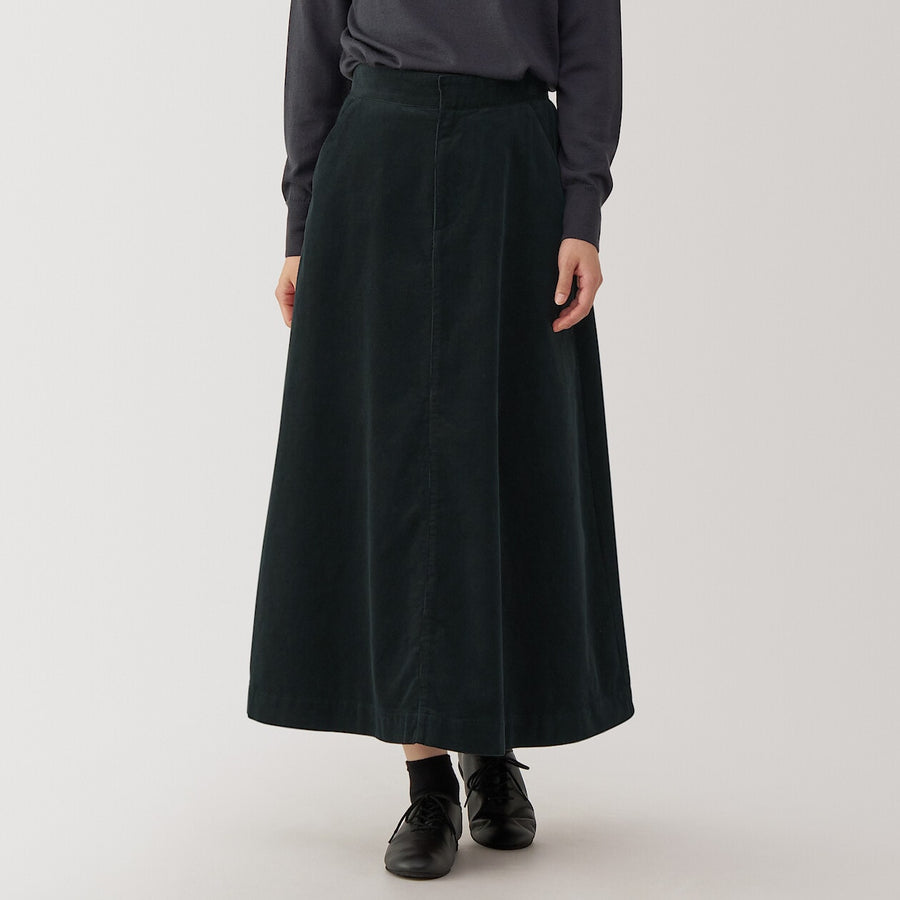 Women's Kapok blend Corduroy flare skirt BlackXS