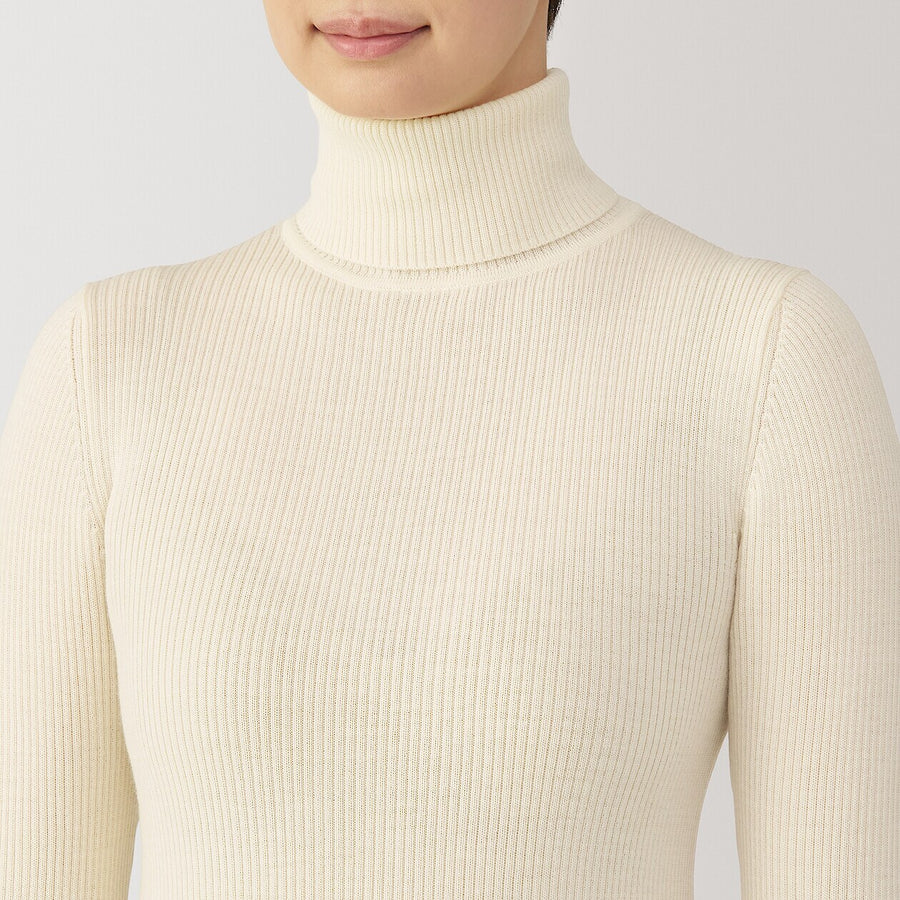 W's Washable high-gauge ribbed turtle neck sweaterOff whtXS