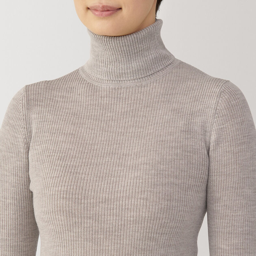 W's Washable high-gauge ribbed turtle neck sweaterOff whtXS