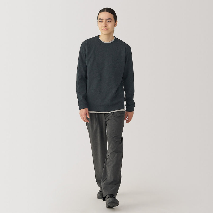 M's Washable  milano ribbed crew neck L/Slv sweaterOff whtXS