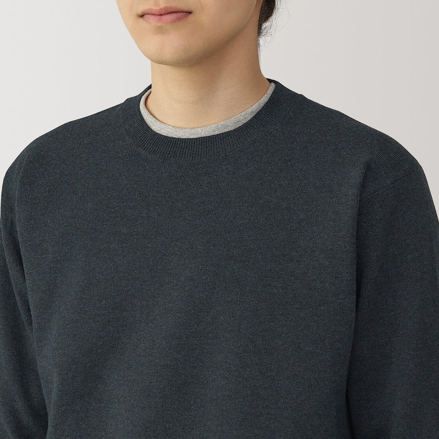 M's Washable  milano ribbed crew neck L/Slv sweaterOff whtXS