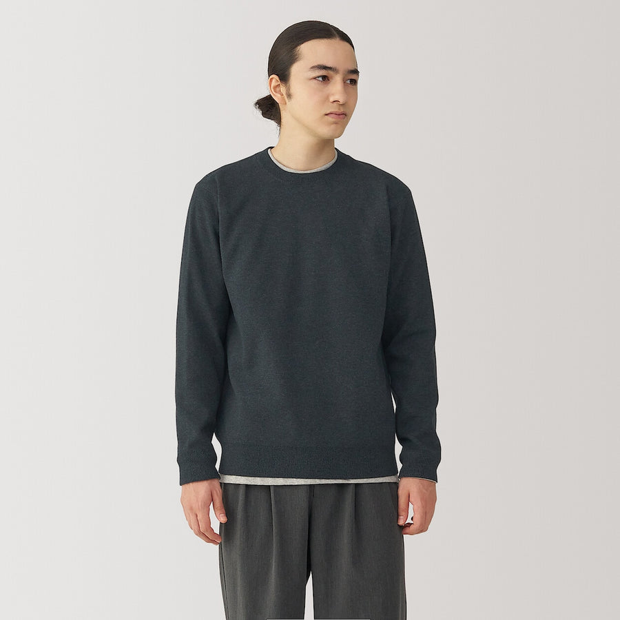 M's Washable  milano ribbed crew neck L/Slv sweaterOff whtXS