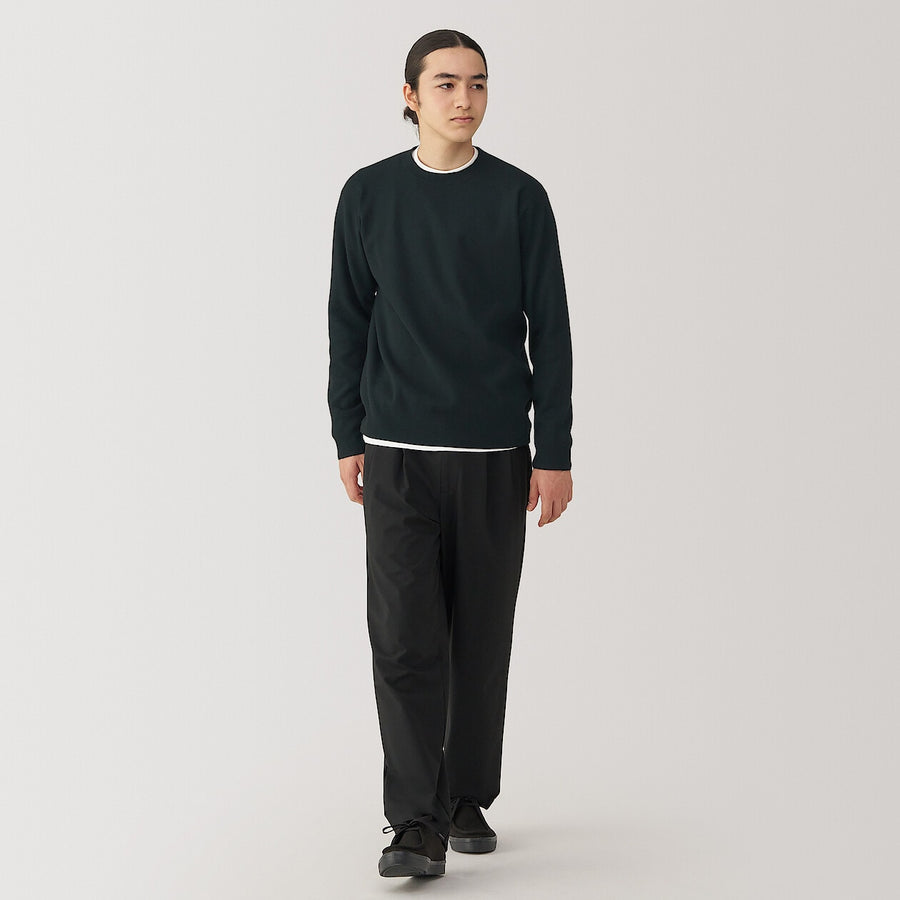 M's Washable  milano ribbed crew neck L/Slv sweaterOff whtXS