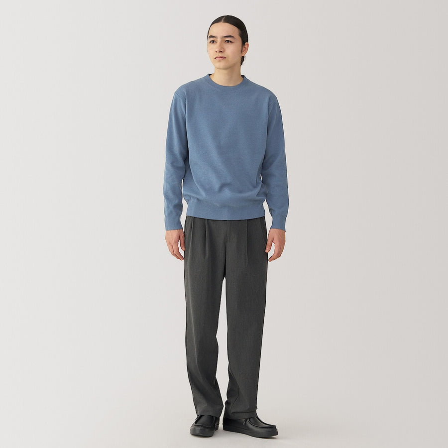 M's Washable  milano ribbed crew neck L/Slv sweaterOff whtXS