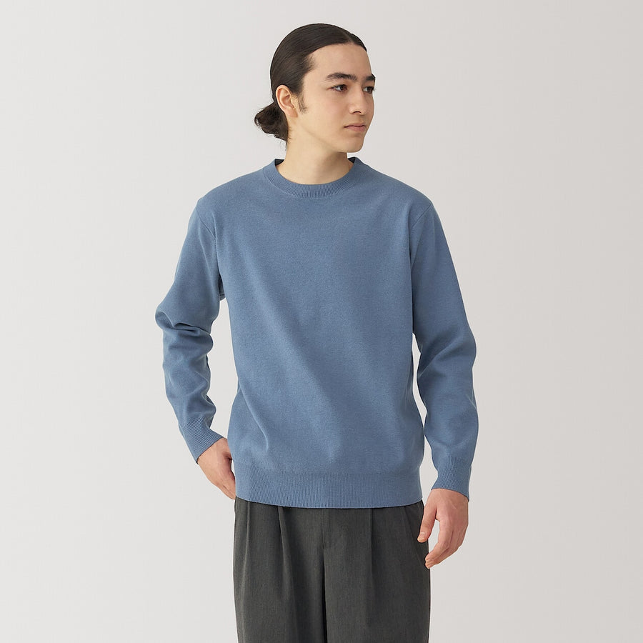 M's Washable  milano ribbed crew neck L/Slv sweaterOff whtXS