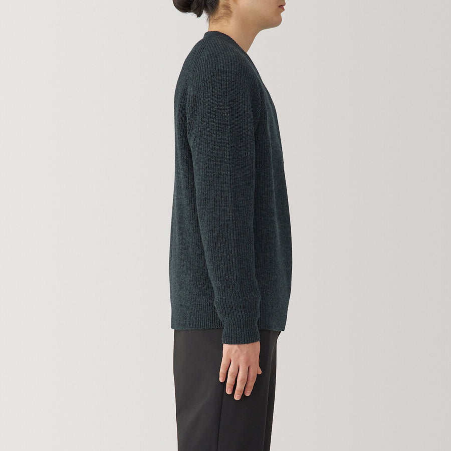 100% Wool Ribbed V-Neck Sweater