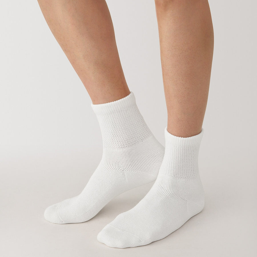 Men's right angle loose top pile short socksOff white23-25cm