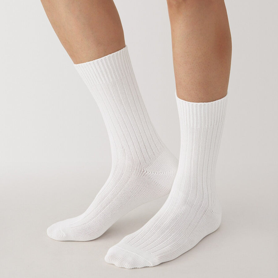 Men's right angle rib thick socks Off White25-27cm