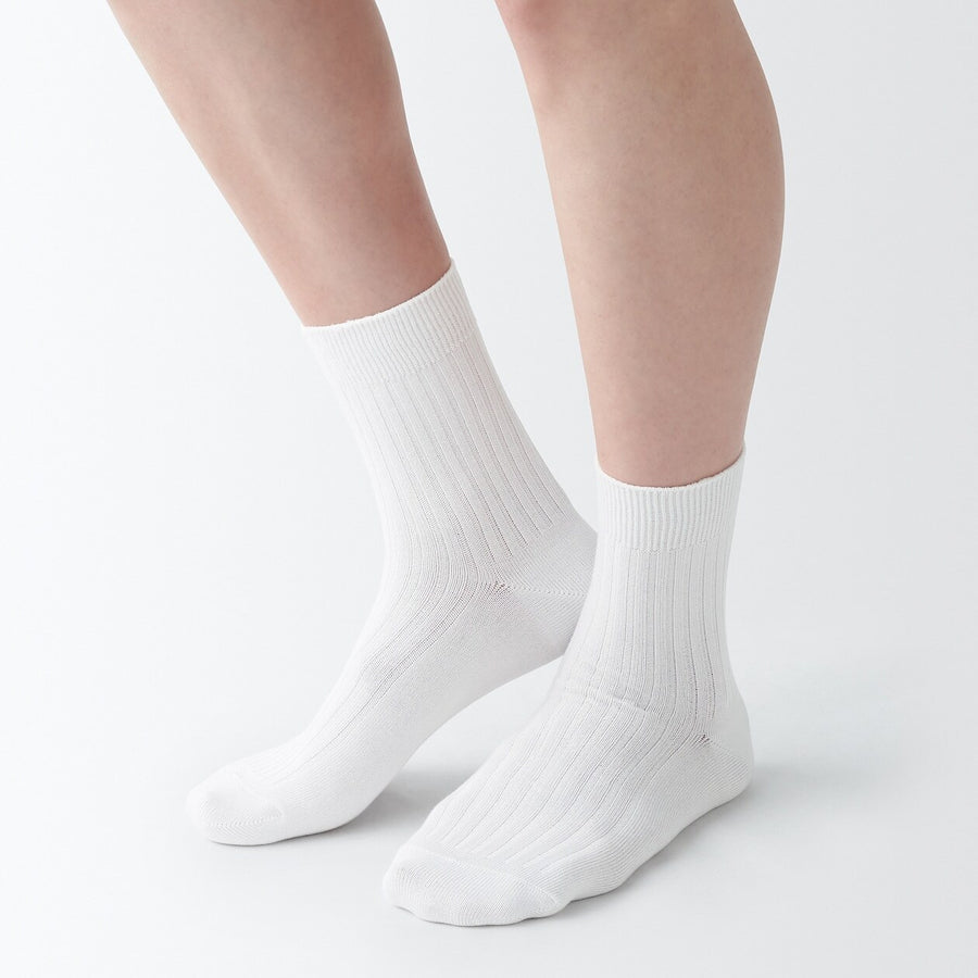 W's right angle rayon mix rib short socksOff White21-23cm