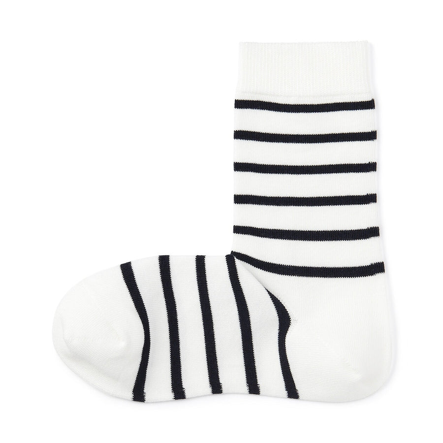 W's right angle 3 layer loose top socks White stripe 23-25cm