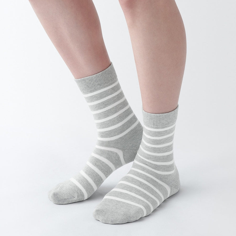 W's right angle 3 layer loose top socks White stripe 23-25cm