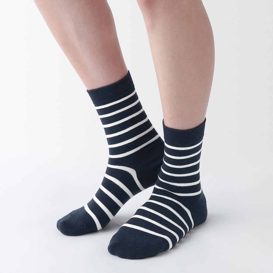 W's right angle 3 layer loose top socks White stripe 23-25cm