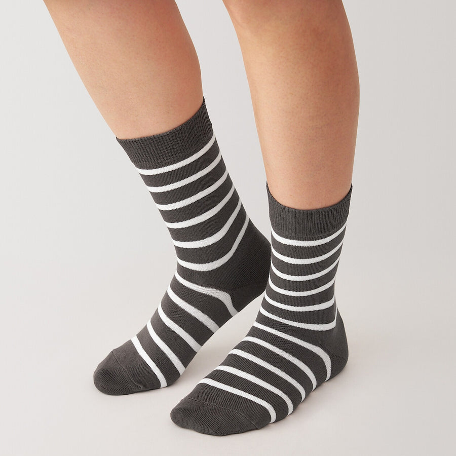 W's right angle 3 layer loose top socks White stripe 23-25cm